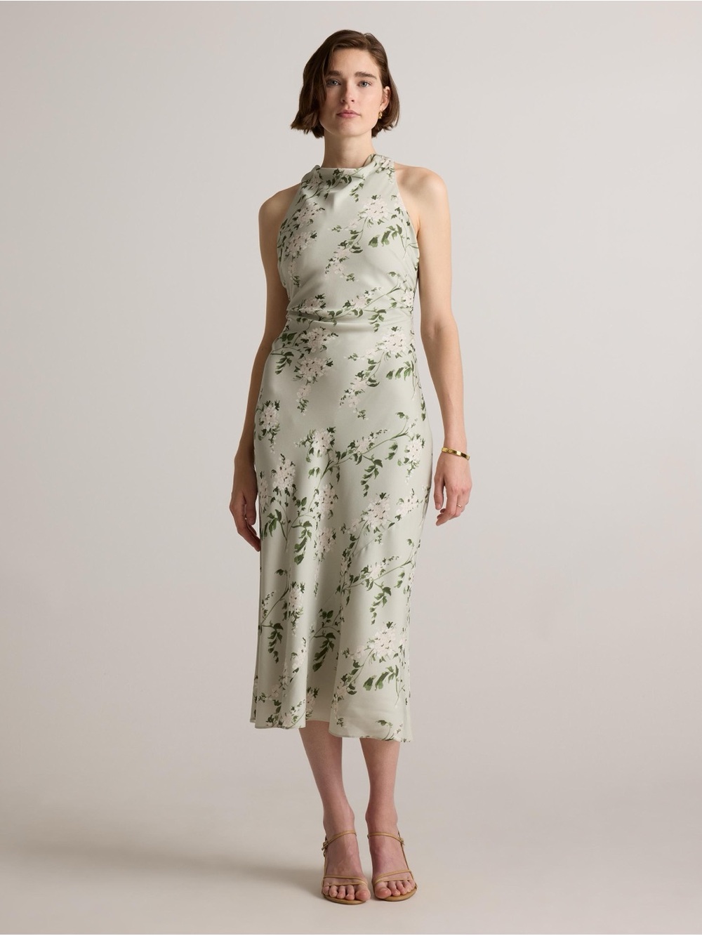 Quince - Jasmine Green Silk Halter Midi Dress - Like New!